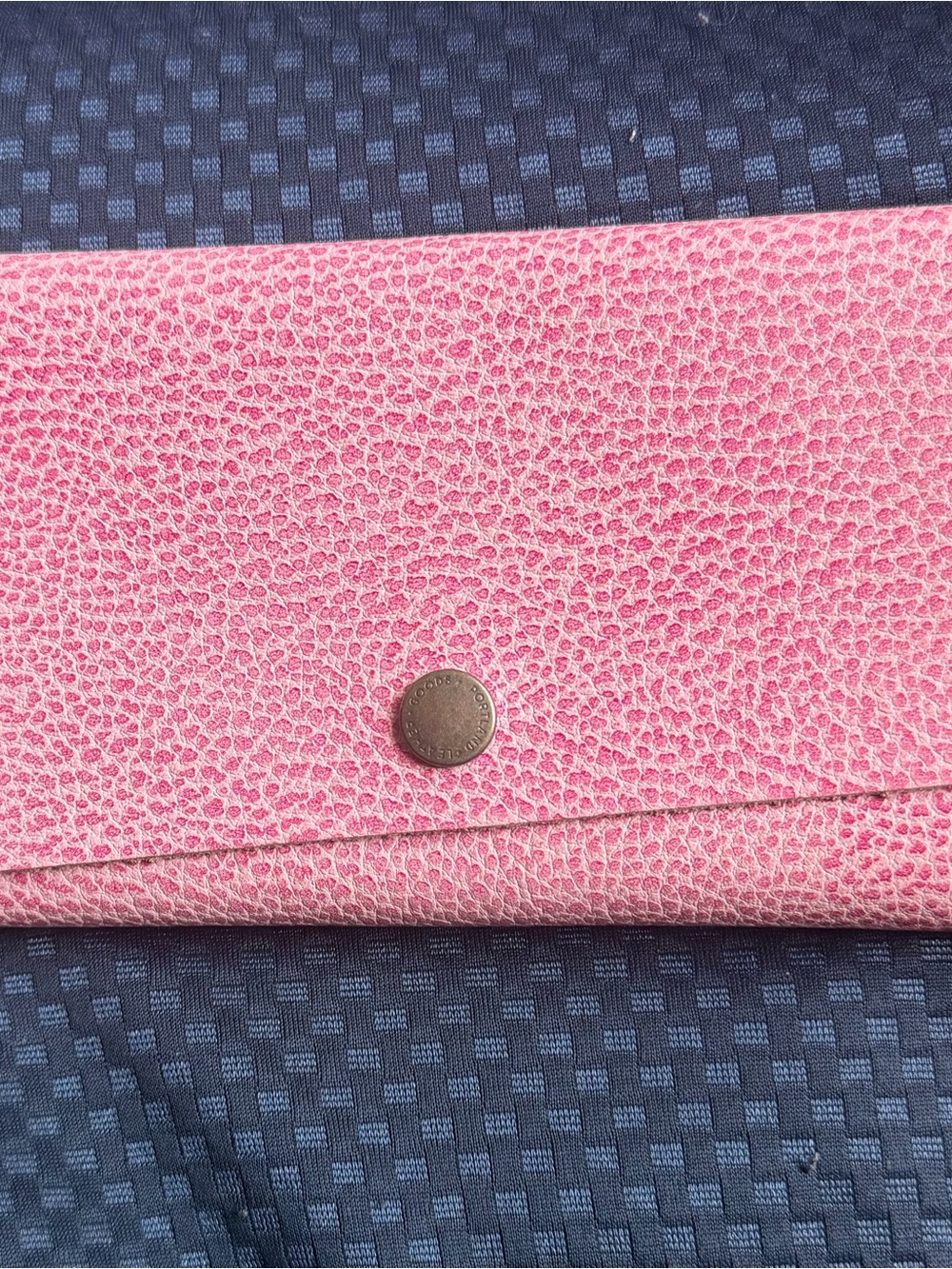 Bubblegum Pink Pebbled PLG Portland Leather Goods Rancher Wallet Stamped